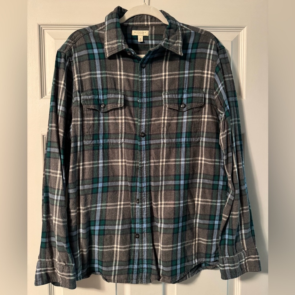 Sonoma Plaid Flannel Button Down Shirt